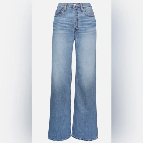 Re/done 70s mid Rise Stove Pipe wide leg jeans size 28 - Picture 1 of 12